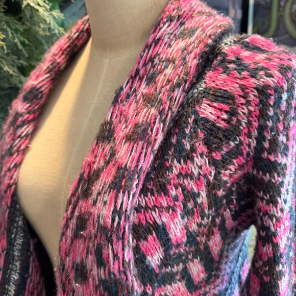 Urban outfitters tribal knit asymmetrical open front cardi sweater - Picture 4 of 16